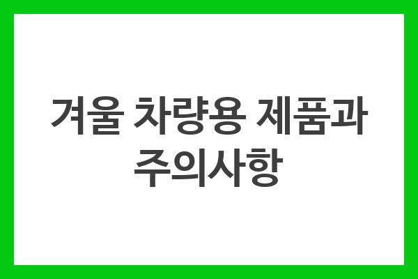 겨울 차량용 제품과 주의사항